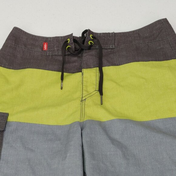 Vans Swim / Board Short Unlined Green / Grey Color Men's Size 30 - Picture 2 of 8
